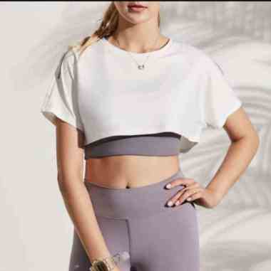 Atasan outer Crop Gym untuk senam fitness Putih