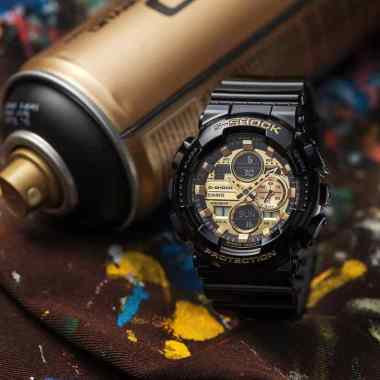 CASIO G-SHOCK Metallic Dial Glossy Strap Gold Special Color Original Jam Tangan Pria [GA 140]
