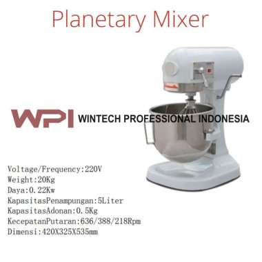 Wintech WTH-B-5 B5 Food Mixer Pengaduk Adonan Kue Bolu Donut 5 L 500gr