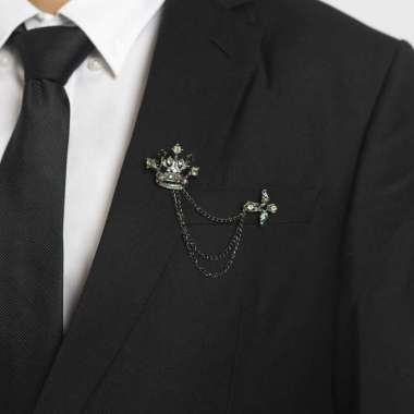 Houseofcuff lapel pin brooch bros untuk jas RANTAI SILVER BB