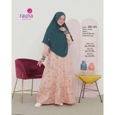 Gamis Rauna Set Jilbab / RK 181/ Fashion Muslim GAMIS SYAR'I XXL SALEM