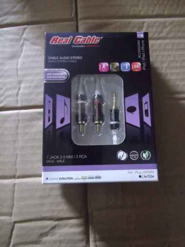 REAL CABLE IPLUG J35M2M (1,5mtr) - High quality stereo audio cable Jack 3.5 mm / 2 x RCA Male