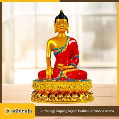 Rupang Patung Arca Logam Buddha Amitabha / Amitofo Warna 6"