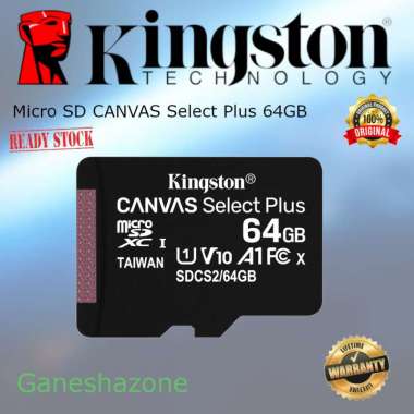 Kingston MicroSD Card Canvas Select Plus 64GB Class 10