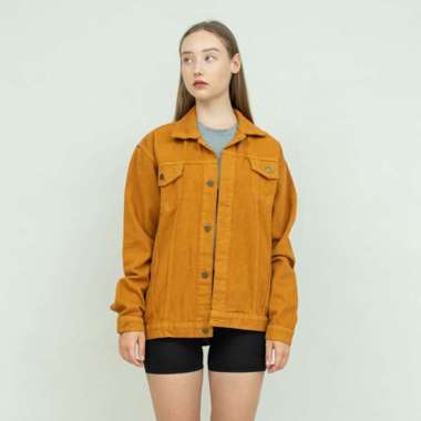 Jaket Jeans Wanita Polos Tebal Dilan Jaket Denim Mustard M