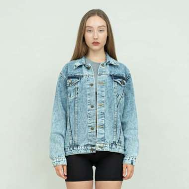 Houseofcuff Jaket Jeans Wanita Polos Tebal Jaket Denim Biru Pudar L
