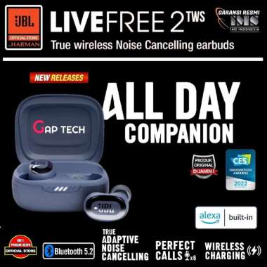 JBL Live Free 2 / Free2 TWS True Wireless Noise Cancelling Earbuds Original Blue