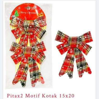 Hiasan Natal Pita Motif isi 2pcs 15x20 - Hiasan Natal - Dekorasi Natal