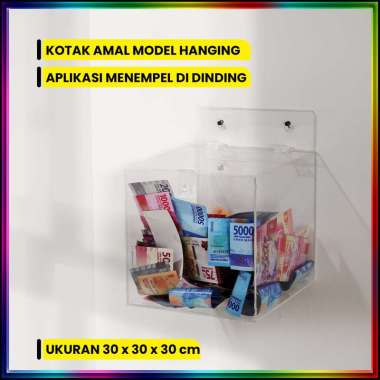 Kotak Amal Acrylic/Kotak Saran Akrilik Model Hanging 30x30x30 cm Bening