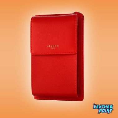 JASPER AVA - Dompet Hp Panjang Slingbag Wanita Kulit Original Import Red