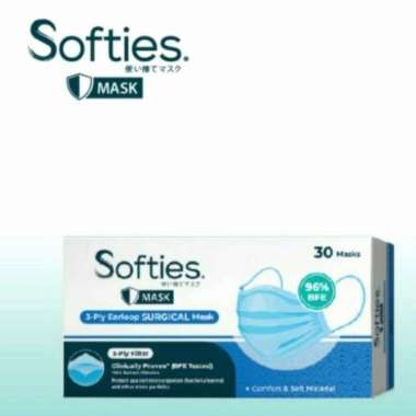 SOFTIES EARLOP SURGICAL MASK 3 PLY ISI 30 MASKER MEDIS SOFTIES 3 LAPIS SURGICAL