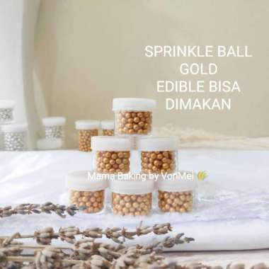 Sprinkle Ball Gold Pearl Bola Emas Trimit Topping Hias Kue -+ 10 gr