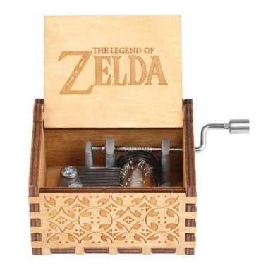 Kotak Musik Zelda Wooden Music Box Vintage Kado Mainan Unik Cokelat
