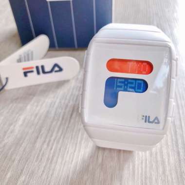 Fila Iconic Digital Youth Rubber Strap Original Jam Tangan Unisex White
