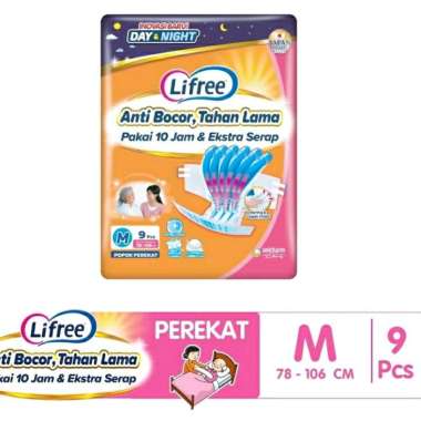 Lifree Popok Perekat M9 / Lifree Popok Perekat 9 pcs Size M / Lifree M9