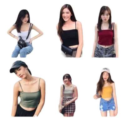 Fashion Wanita Kekinian Tank Top Seksi Crop NH08 Putih