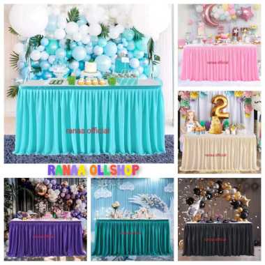 Skirting dekorasi meja ulang tahun rok meja prasmanan tinggi 50cm