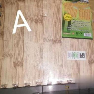 Alas Lantai Puzzle Matras Busa Karpet Warna Sponge Evamat Polos Tikar - Orange Bambu Muda