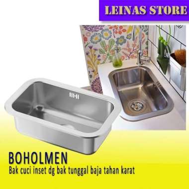 Bak cucian piring bak cuci inset bak tunggal baja tahan karat kotak 47x30x15