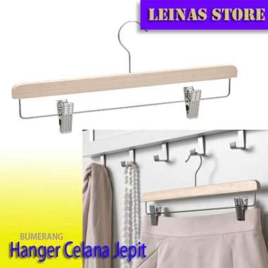 Hanger Celana / Hanger Rok Jepit Kayu / Gantungan Celana Kayu Jepit