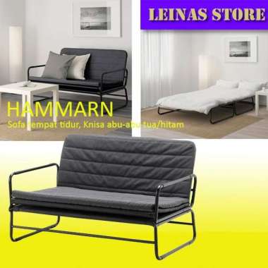 Sofa tempat tidur Knisa abu-abu tua / hitam / sofa bed lipat