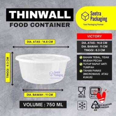 Bowl 750ml / Thinwall / Food Container - VICTORY - PACK