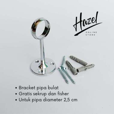Hazel OS Bracket Bolong Penyangga Bagian Tengah Pipa Bulat Braket Besi Tempel Tembok SBT