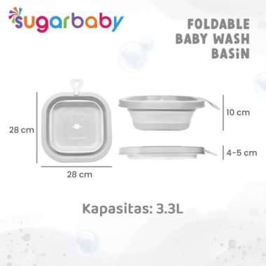 Sugar Baby Foldable Baby Wash Basin Square Ember Lipat Bayi Grey