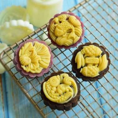 Cetakan Kue Bulan Mooncake Press Mold Bulat Fish 50 gr Moon Cake