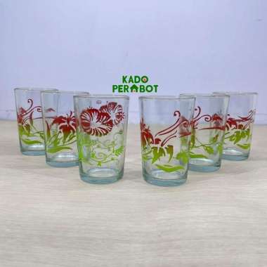 gelas jamu kembang - gelas kopi kembang - gelas setengah lusin 6pcs