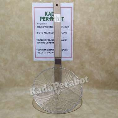 saringan tulang Gagang kayu 22cm - serokan gorengan besar gagang kayu