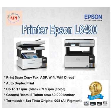 Printer Epson L6490 L 6490 Print Scan Copy Fax Wi-Fi Duplex with ADF