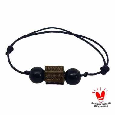 Gelang Tali Batu Giok Hitam Asli 3 Bandul - VeE Gelang Terapi Kesehatan