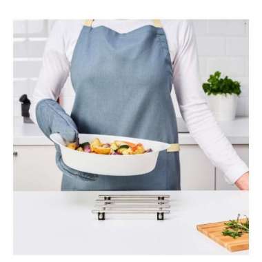 Wadah Piring Oven Kaca Tahan Panas Cantik 30x19cm_Putih
