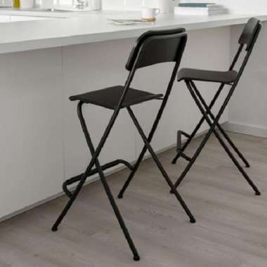 Bangku Bar Tinggi Lipat Bar Stool With Backrest Foldable 63cm_Hitam
