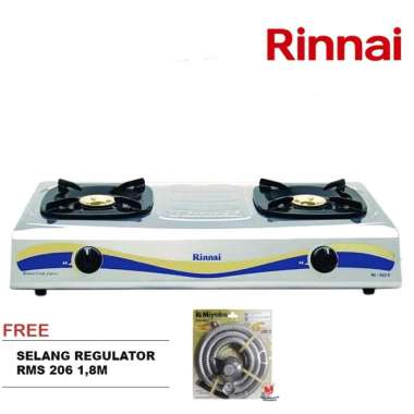 Rinnai RI-522E Kompor Gas 2 Tungku FREE Paket Miyako Selang Regulator
