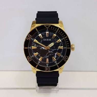 Guess GW0420G2 Black Gold Jam Tangan Pria Rubber Strap Black Gold