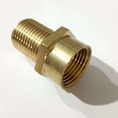 SOK DRAT DALAM 1/2" PENDEK X SOK DRAT LUAR 1/2" PANJANG KUNINGAN