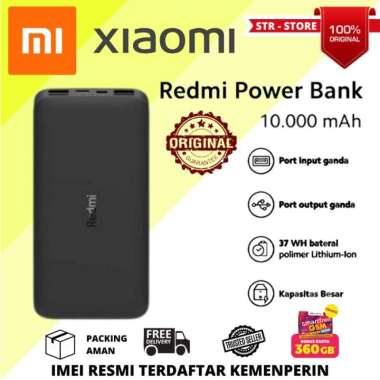 XIOAMI POWER BANK 10000 MAH , REDMI POWER BANK HITAM 10000 MAH RESMI