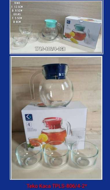 TEKO KACA TPLS-806/4-2 TEKO SET GELAS TEKO MINUM TEKO KACA UNIK