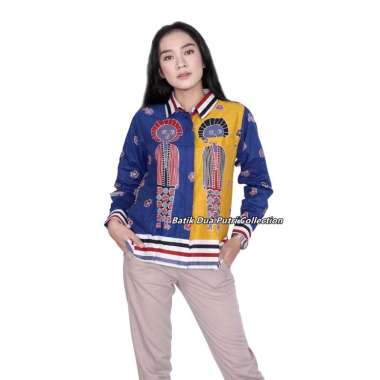 Blouse Batik Wanita Berkerah Lengan Panjang Bahan Katun Batik Dua Putri Collection 3L 3L