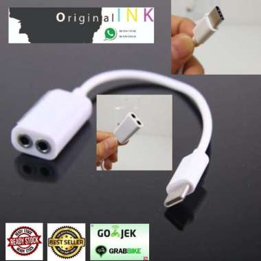 Splitter Konektor Headset Tipe C-Standar Audio 2 in 1 Type C to 3.5mm