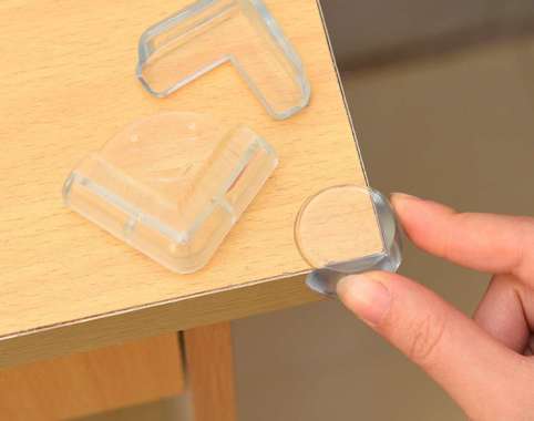 ONE-C585 Pelindung Sudut Meja Transparan / Pelindung Pengaman Siku Meja Silikon / Perekat Sudut Meja