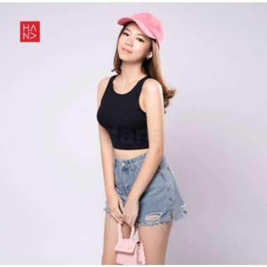 Sita Crop Tank Top Atasan Wanita - Tanktop Patricia RIB Putih