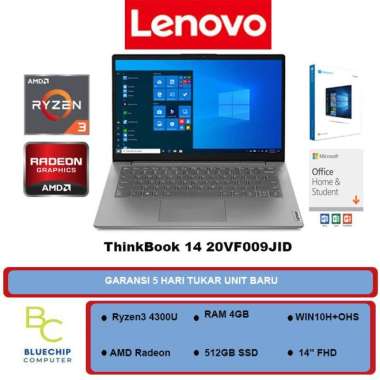 Laptop Lenovo ThinkBook 14 20VF009JID - Ryzen3 4300U 4GB 512GB 14"