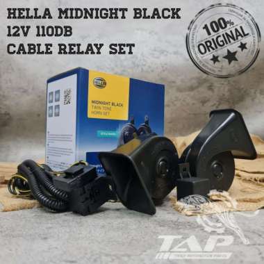 KLAKSON KEONG HELLA MIDNIGHT BLACK 12V + CABLE SET RELAY KLAKSON BOSCH - HELLA HELLA