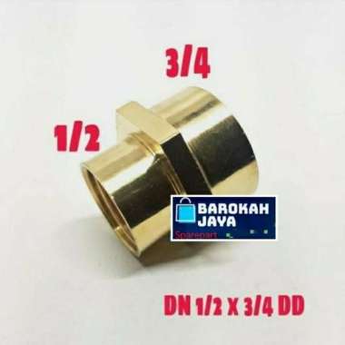 Indogo Dobel Nepel 1/2 x 3/4 DRAT DALAM Kuningan-Sock Double Nipple