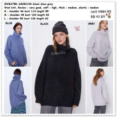 AB252100 Turtle Neck Sweater Rajut Knit Wanita Korea Import