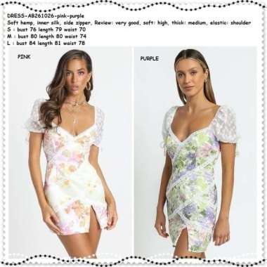 AB261026 Sexy Mini Dress Bodycon Pesta Bunga Wanita Korea Import