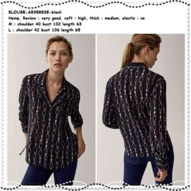 AB358838 Baju Atasan Kemeja Kerja Blouse Wanita Korea Import Hitam